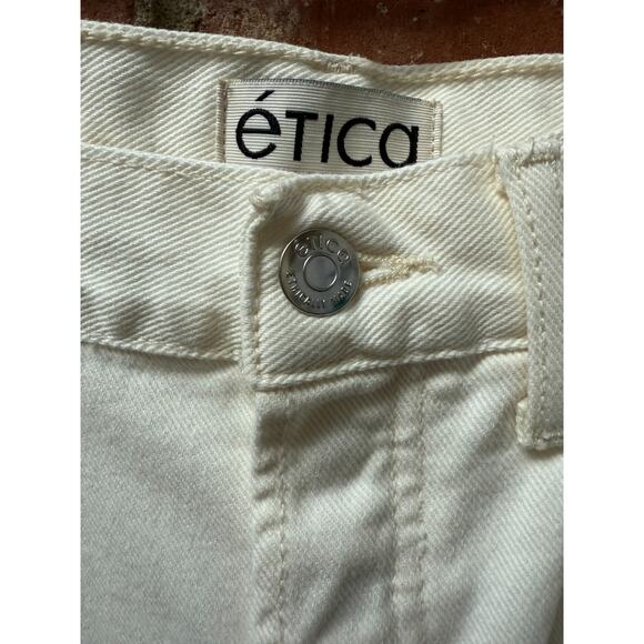 Ética Women’s High Rise Wide Leg Jeans Ivory Cream‎ Parchment Sz 27 - Picture 3 of 7